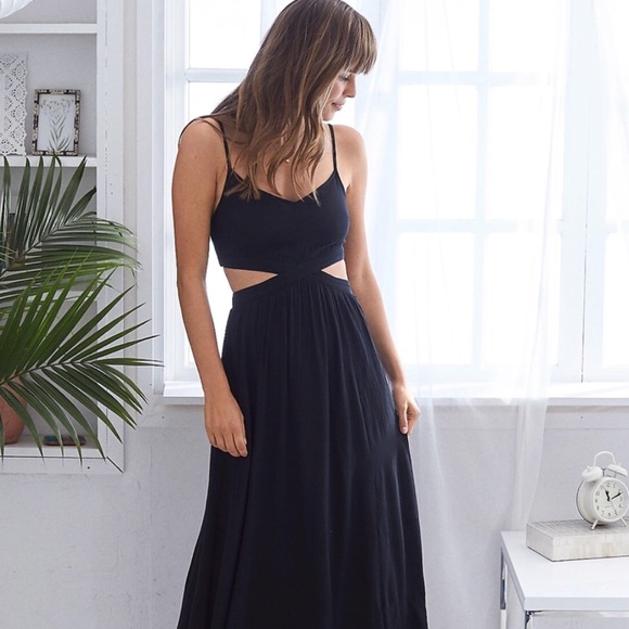 cut out black maxi dress